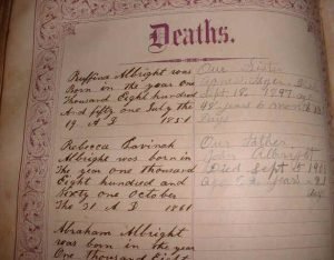 Albright Family Bible Deaths page 1